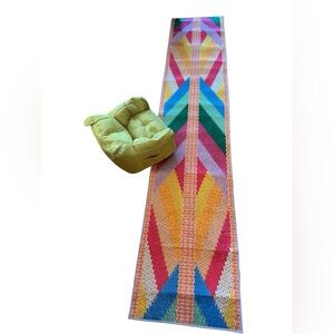 Colorful Geometric Patterned Rug and matching chair for kids room brand new